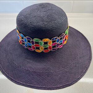 Handmade Hat from Charleston Navy Hat with Multi-Colored Band *Custom* with Adju